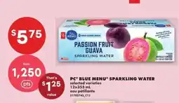 No Frills PC Blue Menu Sparkling Water offer