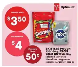 No Frills SKITTLES POUCH 255-320 g, EXCEL GUM BOTTLE 88 g offer