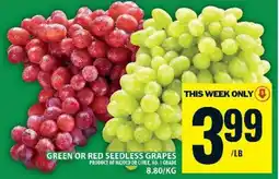 Food Basics GREEN or RED SEEDLESS GRAPES offer