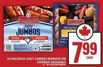 Food Basics SCHNEIDERS JUICY JUMBOS WIENERS OR SMOKED SAUSAGES offer