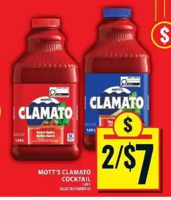 Food Basics MOTT’S CLAMATO COCKTAIL offer