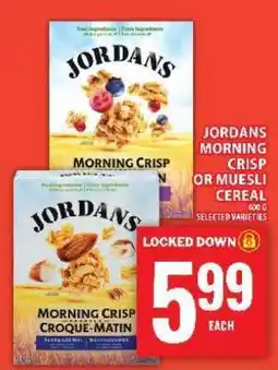 Food Basics JORDANS MORNING CRISP OR MUESLI CEREAL offer