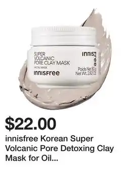 Sephora innisfree Korean Super Volcanic Pore Detoxing Clay Mask for Oil Control ​ offer