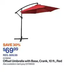 Patrick Morin Offset Umbrella with Base, Crank, 10 ft., Red offer