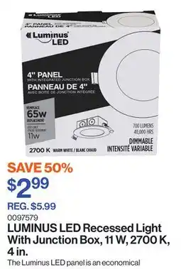 Patrick Morin LED Recessed Light With Junction Box, 11 W, 2700 K, 4 in offer