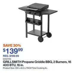 Patrick Morin Propane Griddle BBQ, 2 Burners, 16 400 BTU, 16 in offer