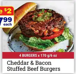 M & M Food Market Cheddar & Bacon Stuffed Beef Burgers offer