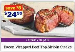 M & M Food Market Bacon Wrapped Beef Top Sirloin Steaks offer