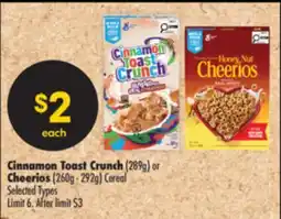 Shoppers Drug Mart Cinnamon Toast Crunch (289g) or Cheerios (260g - 292g) Cereal offer