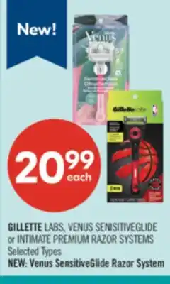 Shoppers Drug Mart GILLETTE LABS, VENUS SENISITIVEGLIDE or INTIMATE PREMIUM RAZOR SYSTEMS offer