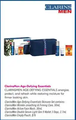 Shoppers Drug Mart CLARINSMEN AGE-DEFYING ESSENTIALS offer