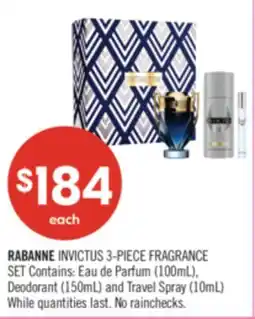 Shoppers Drug Mart RABANNE INVICTUS 3-PIECE FRAGRANCE offer