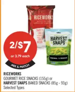 Shoppers Drug Mart RICEWORKS GOURMET RICE SNACKS (155g) or HARVEST SNAPS BAKED SNACKS (85g-93g) offer