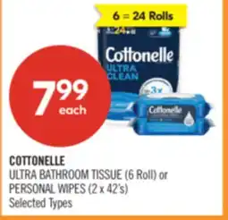 Shoppers Drug Mart COTTONELLE ULTRA BATHROOM TISSUE (6 Roll) or PERSONAL WIPES (2 x 42's) offer