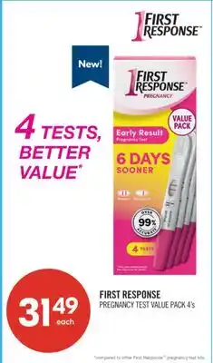 Shoppers Drug Mart FIRST RESPONSE PREGNANCY TEST VALUE PACK 4's offer