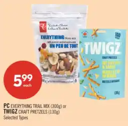 Shoppers Drug Mart PC EVERYTHING TRAIL MIX (300g) or TWIGZ CRAFT PRETZELS (130g) offer