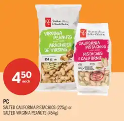 Shoppers Drug Mart PC SALTED CALIFORNIA PISTACHIOS (225g) or SALTED VIRGINIA PEANUTS (454g) offer
