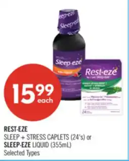 Shoppers Drug Mart REST·EZE SLEEP + STRESS CAPLETS (24's) or SLEEP·EZE LIQUID (355mL) offer