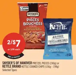 Shoppers Drug Mart SNYDER'S OF HANOVER PRETZEL PIECES (240g) or KETTLE BRAND KETTLE COOKED CHIPS (156g - 198g) offer