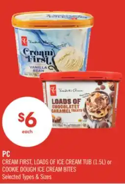 Shoppers Drug Mart PC CREAM FIRST, LOADS OF ICE CREAM TUB 1.5 or COOKIE DOUGH ICE CREAM BITES offer