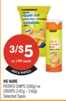Shoppers Drug Mart NO NAME POTATO CHIPS 200 g or CRISPS 142g-150g offer