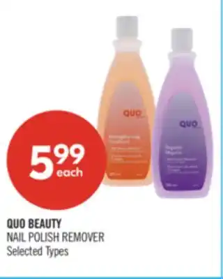 Shoppers Drug Mart QUO BEAUTY NAIL POLISH REMOVER offer