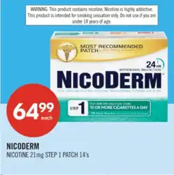 Shoppers Drug Mart NICODERM NICOTINE 21mg STEP 1 PATCH offer