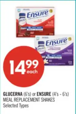 Shoppers Drug Mart GLUCERNA (6's) or ENSURE (4's - 6's) MEAL REPLACEMENT SHAKES offer