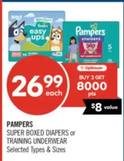 Shoppers Drug Mart PAMPERS SUPER BOXED DIAPERS or TRAINING UNDERWEAR offer