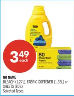 Shoppers Drug Mart NO NAME BLEACH (1.27L), FABRIC SOFTENER (1.36L) or SHEETS (80's) offer