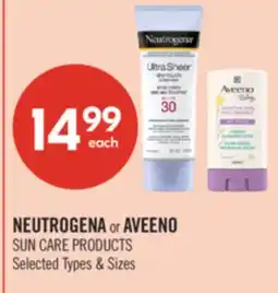 Shoppers Drug Mart NEUTROGENA or AVEENO SUN CARE PRODUCTS offer