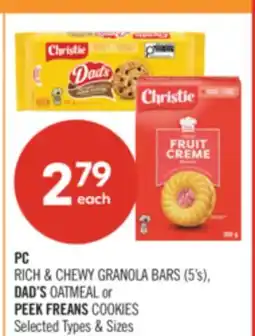 Shoppers Drug Mart PC RICH & CHEWY GRANOLA BARS (5's), DAD'S OATMEAL or PEEK FREANS COOKIES offer