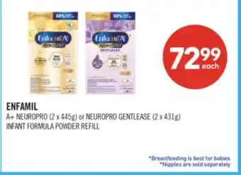 Shoppers Drug Mart ENFAMIL A+ NEUROPRO (2 x 445g) or NEUROPRO GENTLEASE (2 x 431g) INFANT FORMULA POWDER REFILL offer