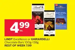 Rexall LINDT Excellence or GHIRARDELLI Chocolate Bars offer
