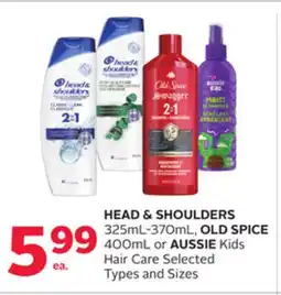 Rexall HEAD & SHOULDERS 325mL-370mL, OLD SPICE 400mL or AUSSIE Kids Hair Care offer