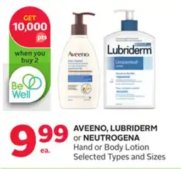 Rexall AVEENO, LUBRIDERM or NEUTROGENA Hand or Body Lotion offer