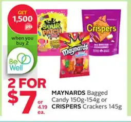 Rexall MAYNARDS Bagged Candy 150g-154g or CRISPERS Crackers 145g offer