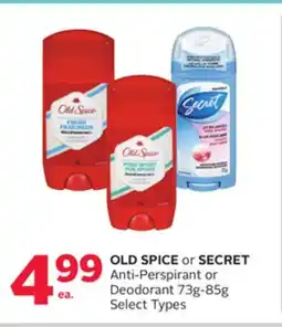 Rexall OLD SPICE or SECRET Anti-Perspirant or Deodorant offer