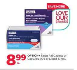 Rexall OPTION + Sleep Aid Caplets or Capsules 20' s or Liquid 177mL offer