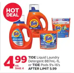 Rexall TIDE Liquid Laundry Detergent 887mL-1L or TIDE Pods 9' s-16' s offer