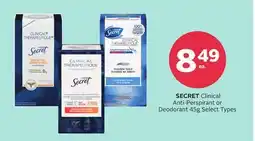 Rexall SECRET Clinical Anti-Perspirant or Deodorant offer