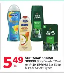Rexall SOFTSOAP or IRISH SPRING Body Wash 591mL or IRISH SPRING Bar Soap 6-Pack offer