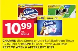 Rexall CHARMIN Ultra Strong or Ultra Soft Bathroom Tissue 9 = 36 Rolls or BOUNTY Paper Towels 4 = 10 Rolls offer