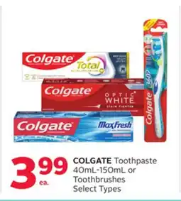 Rexall COLGATE Toothpaste 40mL-150mL or Toothbrushes offer