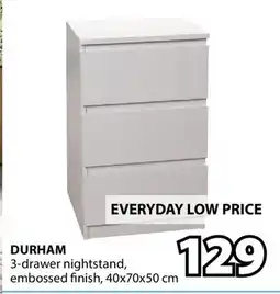 JYSK DURHAM 3-drawer nightstand offer