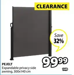 JYSK PEJELT Expandable privacy side awning offer