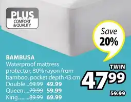 JYSK BAMBUSA Waterproof mattress protector offer