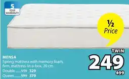 JYSK MENSA Spring mattress with memory foam offer