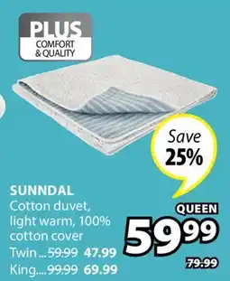 JYSK SUNNDAL Cotton duvet offer