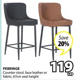 JYSK PEBRINGE Counter stool, faux leather or fabric offer